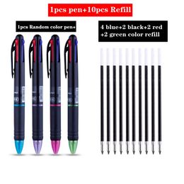 4 Colour Multicoloured Ballpoint Pen 0.7 Mm Ball Point Pen Black Red Blue Green Refill Ink Students Writing Stationary Supplies