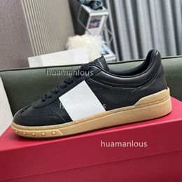 Lacing Champagne Studs Valenstino Trainer Sports Gold Sneakers Top Shoes Board Designer Couple's Low White Cowhide Casual Colored Training Rivet VWHX