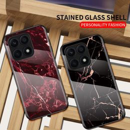 Honour X8A CRT-LX1 CRT-LX2 Case Marble Grain Tempered Glass Back Cover Shockproof Phone Case for Honour X8A HonorX8A CRT LX1 LX3