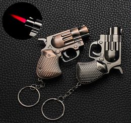 Creative Mini Revolver Model Keychain Lighter Windproof Butane Lighters Cigarette Jet Torch Lighter Smoking Accessories Men Gift7621348