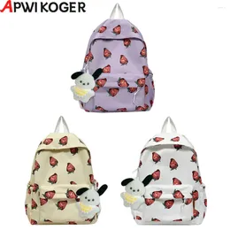 School Bags Cute Strawberries Schoolbag Bookbag Women Travel Backpack Fashion Large Capacity Simple Handbags For Teenager Student Book Bag