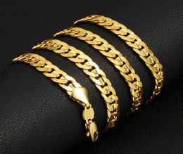 6mm Wide Necklace Cuban Chain 18k Yellow Gold Filled Solid Plain Mens Choker Chain 66cm Long Classic Jewelry5769076