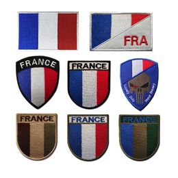 France Flag Embroidered Patches PVC French Flags Tactical Military Emblem Applique Skull Rubber Embroidery Badges