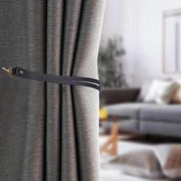 2Pcs Curtain Tiebacks Easy To Instal PU Leather Holdback Fastener Strap With Hooks Window Drape Buckle Clips For Home Decor