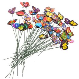 50 Pcs Artificial Butterfly Cuttings Outdoor Pots Dragonfly Garden Stake Lawn Trellis Pvc Support Ring