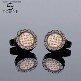 Cuff Links Mens Cufflinks TOMYE XK18S454 Formal Business Match Round Shaped Woven Buttons Luxury Dress Shirt Cuff Links For Wedding Gifts Y240411