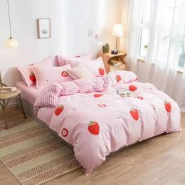 Bedding Sets Solid Colour Fruit Strawberry Printed Bed Cover Set Duvet Adult Child Sheet Pillowcase Comforter