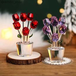 Arts and Crafts Art Now Creative New Seven Rose Crystal Decorative Ornaments Table Crystal Handicraft Ornaments Counter Decoration ifts ood L49