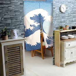 Van Gogh Starry Sky Scenery Painting Door Curtains for Kitchen Cafe Decor Entrance Hanging Curtains Ocean Waves Noren Curtain