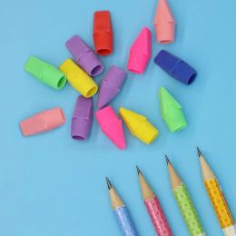 150Pcs Long Lasting Students Eraser Bright Colour Comfortable Grip Pencil Top Eraser Kids Mini Eraser Hat Art Drawing Tool