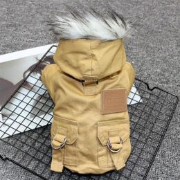 Dog Apparel Warm Pet Clothes Button Closure Coat Comfortable Cotton With Hooded Design Thicken Winter Jacket For Dogs
