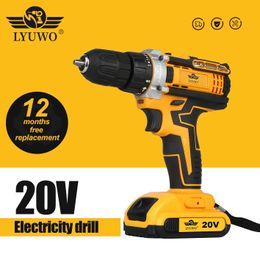 LYUWO Rechargeable Electric Hand Drill Pistol Screwdriver Household Impact Tool Lithium Battery 240407