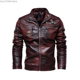 Winter Men's PU Jacket Solid Colour Lapel Plush and Thick Men Sports Jacket Plus Size 7XL Motorcycle Leather Jacket Men Clothing