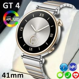 Watches For Huawei WATCH GT4 Smart Watch Women 41mm 1.3" AMOLED NFC Compass Clock Bluetooth Call IP68 Waterproof Ladies Smartwatch 2024