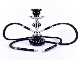 Double Hoses Hookah Travel Shisha Pipe Set Nargile Chicha Narguile completo with Bowl Metal Charcoal Tongs Smoking Pipe C03128617880