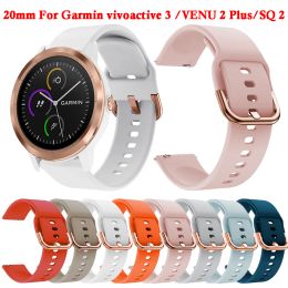 20mm Silicone Watch Band For Garmin Vivoactive 3/Venu 2 Plus/SQ Women Bracelet Strap Forerunner 158 245 645/Vivomove HR Correa