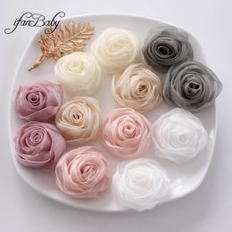 Chic Fabric Organza Rose For Hair Flower Headband Tiara Hairpin Hair Accessories Rosettes Floral 5cm