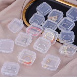 1/12Pcs Small Boxes Square Transparent Plastic Box Jewellery Storage Case Finishing Container Packaging Storage Box for Earrings