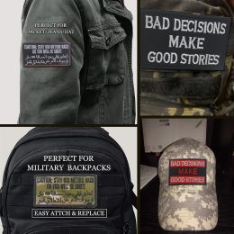 CAUTION STAY 100 Metres BACK 3D Embroidery Patch Bad Decisions Make Good Storeys Tactical Emblem Appliques Military Badge