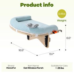 Mewoofun Durable Cat Window Perch with Soft Mat for Indoor Cats Holds Up to 25 Lbs and Provides a Stable Hammock for Your Cat