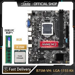 Motherboards B75 LGA 1155 ITX Motherboard Kit With i5 2500 Processor And 8GB DDR3 Memory B75 placa mae Set combo Support NVME M.2