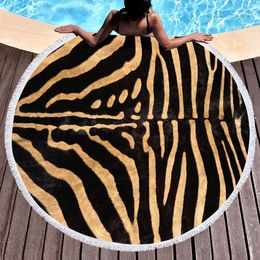 Round Beach Towels Pool Towel,Zebra Texture Black Lightweight Absorbent Sand Proof Beach Blanket for Swimming Sports Beach Gym