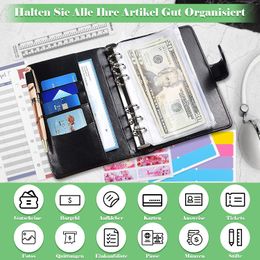 A6 Budget Binder with Zipper Cash Envelopes for Budgeting, Money Organiser Binder Wallet, Expense Budget Sheets, Letter Labels