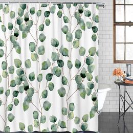 Flowers and Leaves Shower Curtain Pink Floral Plant Printed Garden Fabric Bath Curtain Hooks Home Decor Bathroom Accessories Set