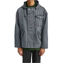 Custom Streetwear Hoodie Mens Casual Jacket Drawstring Denim Jackets for Men