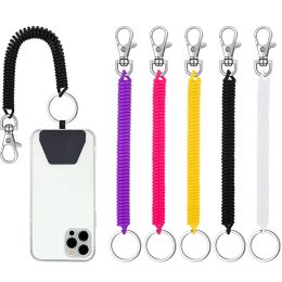 Multifunctional Mobile Phone Lanyard Strap Anti-Lost Chain Spiral Elastic Spring Rope For Keychain Key Ring Holder Clasp Hook