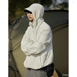 Men's Jackets Men Summer Sun Protection Sunscreen Clothing Lightweight Breathable Hooded UV-proof Coat Women Outdoor Beach Jacket Outerwear