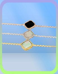 Classic Fashion 4Four Leaf Clover Single flower Pendant Charm Bracelets Chain 18K Gold Agate Shell MotherofPearl for Women Girl9193416