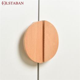 One Pair Semicircle Shape Wooden Knob Drawer Pulls Natural Walnut Ash Beech Kitchen Cabinet Handles Furniture Hardware Handle