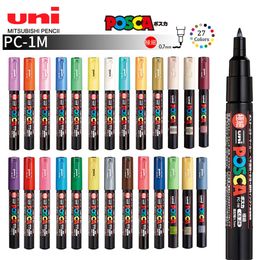 Japan Uni Posca Paint Marker Pen PC-1M POP Poster Graffiti Manga Advertising 0.7mm Art Supplies Stationery Multicolor Optional