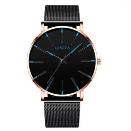 Wristwatches Men'S Fashion Ultra Thin Watches Business Stainless Steel Mesh Quartz Watch Elegant Man Luxury