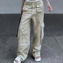 Women's Jeans Harajuku Loose Casual Straight Cargo Pants Fashion All Match Wide Leg With Multiple Pocket Y2k Steertwear Hip Hop Trousers