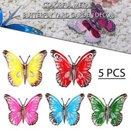 Decorative Plates 5pcs Metal Butterfly Stickers Colourful Yard Garden Decor DIY Removable Wall Sticker Home Room Decoration Supplies
