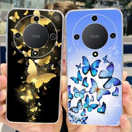 Cute Cat Butterfly Cover For Honour Magic 5 Lite Case Clear Silicone Soft Slim Fundas Phone Case For Honour Magic5 Lite Back Cover