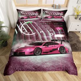 Kids Racing Car Duvet Cover King Boys Sport Car Bedding Set Microfiber Cool Tachometer Comforter Cover Extreme Sport Quilt Cover