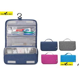 Cosmetic Bags Travelsky Portable Large Travel Organiser Women Waterproof Makeup Bag Men Toilet Hanging Storage Make Up Kit6093302 Drop Otx9U