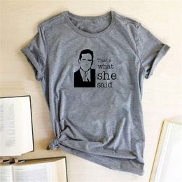 Seeyoushy The Office T Shirt Michael Scott The Original That's What She Said TV Tshirt Summer Short Sleeve Harajuku Funny Tops