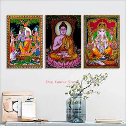 Shiva Parvati Poster Indian Religious Artwork Canvas Painting Vishnu HD Print Wall Art Pictures For Living Room Home Decoration