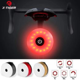 X-Tiger Bike Waterproof Tail Light USB LED Rechargeable Riding Night Round Bicycle Lamp Flashlight Mountain Bicycle Rear Light