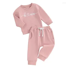 Clothing Sets 2Pcs Set Infant Baby Girl Clothes Long Sleeve Crewneck Sweatshirt Joggers Pants Valentines Day Outfit