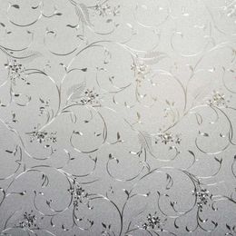 Window Stickers Static Cling Non-Adhesive Film Frosted Glass Bathroom Door Decor Flower Vines Privacy Covering