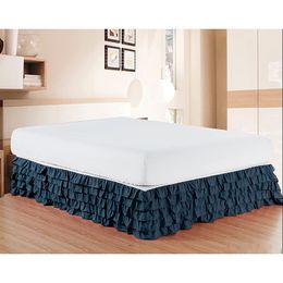 Fresh Luxurious Premium Quality Beautiful Multi-Ruffle Bed Skirt Add White Top Sheet-Wrinkle & Fade Resistant Fabric15 Inch High
