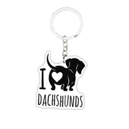 New Love Dachshunds Acrylic Keychain Cute Dog Bread NOT 3D Keyring Pendants Flat Best Friends Gift Key Chain Accessories Men Toy