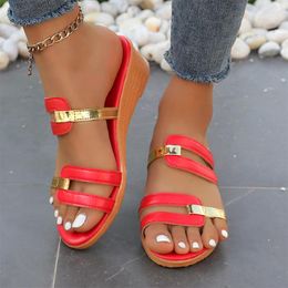 Slippers Women Wedges Casual Dress Shoes Mid Heels Summer Sandals 2024 Fashion Outdoor Beach Pumps Flip Flops Mujer Slides