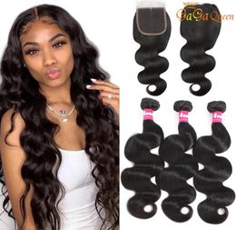 Brazilian Body Wave Human Hair Bundles With Closure Peruvian Loose Wave Water Wave Straight Hair Extensions6935092