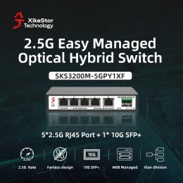 Switches XikeStor 6Port 2.5G Simple L2 Switch Web Managed 5 Ports 2.5g RJ45 and 10gbe SFP+ Slots Network Switch Fanless Plug and Play